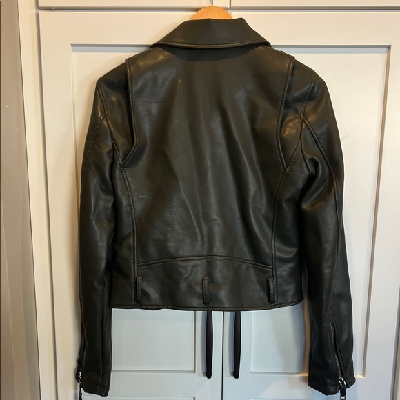 REBECCA MINKOFF Rebecca Minkoff Dark Green Vegan Leather Moto Jacket Size XS - Picture 7 of 11
